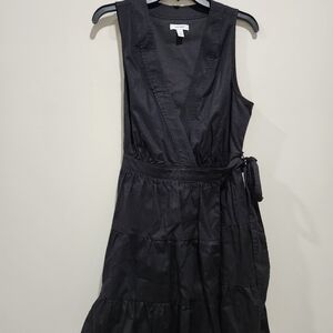 Nine West Black Sleeveless V-Neck Midi Dress